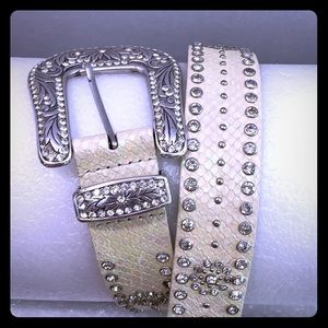 Guess iridescent snake leather studded belt